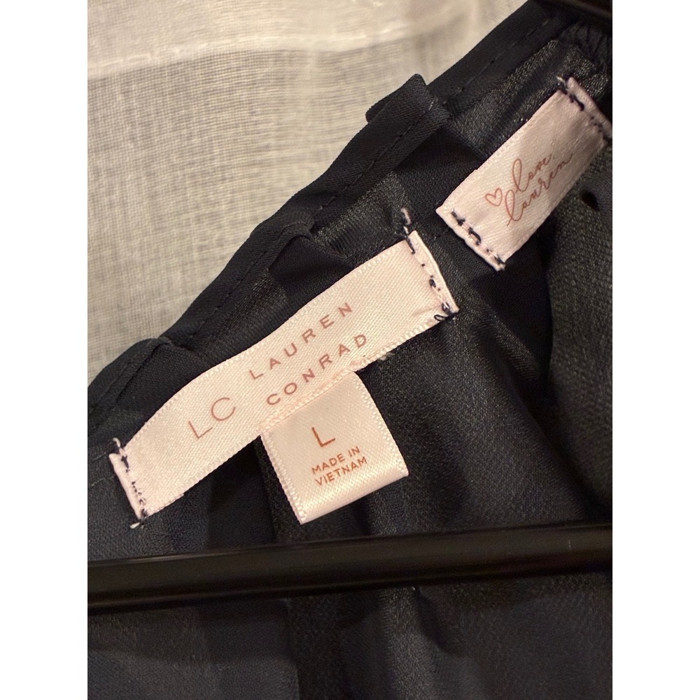 LC Lauren Conrad Floral Embroidered Tie Back Chiffon Blouse Black Large - Picture 6 of 9